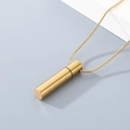 Minimalist gold cylindrical pendant necklace with brushed steel finish on snake chain - Gold (KN299103-ZLA) / Gold