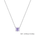 S925 Sterling Silber Halskette mit einem 6mm runden lila Edelsteinanhänger an feiner Kette - Lavendel-6MM