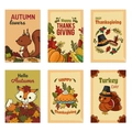 Set di sei etichette autunnali per bottiglie di vino con illustrazioni di Thanksgiving - Set di adesivi a tema Ringraziamento (L-00343)