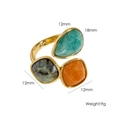 Verstellbarer 14K vergoldeter Ring mit bunten Tropfen- und quadratischen Zirkonsteinen - Mehrfarbig 4