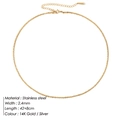 Minimalist 2.4mm sparkling stainless steel collar necklace in a bright silver finish - Width 2.4mm / Gold (42+8cm)