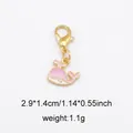 Pink enamel whale charm with gold lobster clasp for shoes and bags decoration - Style 17 Whale