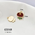 Vista dettagliata dei ciondoli a tulipano rosso in lega, dimensioni 15mm x 20mm - 4504# Piccolo Fiore