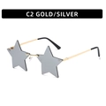 Randlose Sonnenbrille in Sternform mit silbernen Verspiegelte Gläsern und Goldrahmen - Goldrahmen Silberne Spiegelgläser