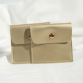 Champagne gold PU leather jewelry pouch with snap button closure for earrings - 8*8cm / Gold