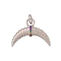 Silver horn pendant with colorful inlaid gemstones and a minimalist metallic finish - White Gold Crescent Color Stone (L613450-White Gold)