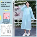 Blue reusable EVA raincoat size chart with portable pouch and detailed measurements - One Size / Fresh Blue