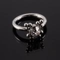 Polished steel piercing ring with clear center gemstone and surrounding metal beads - NO 1-Silver Rhinestone Sunflower / 1.2*8mm
