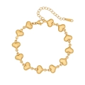Polished golden stainless steel link bracelet with solid heart charms and lobster clasp - Heart / Gold