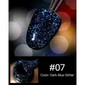 Sparkling glitter nail gel polish in shade #07 with galaxy starry sky effect - 8ml / Colorful Sapphire Blue