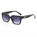 Gafas de sol cuadradas negras con lentes degradadas violetas y detalles dorados finos - C01 Negro Doble Gris