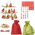 Calendario dell'Avvento da 24 pezzi con sacchetti di Natale in juta rossi e verdi - Calendario dell'Avvento Stile 12