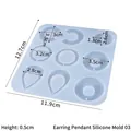 Light blue silicone resin mold featuring 9 teardrop and round earring shapes for DIY crafts - Style 3 (Earring Pendant) / Translucent White