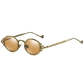 Steampunk sunglasses in bronze metal frame with intricate Gothic carvings and amber lenses - Bronze Tea C3