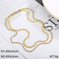 Double-layered 18K gold plated titanium steel necklace with snake and Figaro chain sets - Gold Snake and Figaro Chain (KN232341-Z)