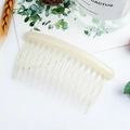 Creamy white 15-tooth round hair comb clip made of smooth resin for women - Round 15 Teeth / Ivory