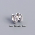 Silver 925 huggie earrings featuring triple row cubic zirconia with 6mm inner diameter - 6mm White Gold