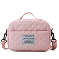 Pink quilted travel duffel bag with adjustable shoulder strap and large capacity - Small / Peach Blossom Pink