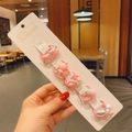 Pink cartoon hair tie set with cute resin animals and fruit icons on card - Pink Crab Style (15#) / 10 Pieces Pack