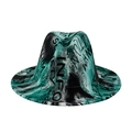 Blauwe en zwarte marmeren fedora hoed met zwarte graffiti print en klassieke kroon - 58cm / Groen Letter Tie-Dye