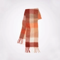 Zachte geruite sjaal met oranje, rood en beige ruitpatronen en decoratieve kwastjes - Oranje Wit Geruit