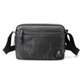 Borsa a tracolla da uomo in nylon mimetico nero con tasca frontale con cerniera - Camouflage Grigio