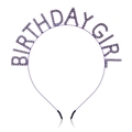 Purple metal BIRTHDAY GIRL tiara with sparkling rhinestones for birthday parties - Headband Sash Set / Single Purple Base White Rhinestone Headband