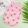 Pink breathable mesh dog vest with cute red strawberry and white polka dot print - XS / Pink Strawberry Polka Dot