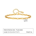 Dettagli del bracciale a catena in acciaio inossidabile placcato oro IP da 3,3 mm - Stile Catena Piatta da 3.3mm (BR-1952G) / Oro