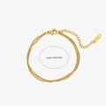 Elegant 18K gold-plated double snake chain bracelet for women with 16+5cm length - Double Layer Curb Chain / Gold