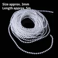 Cadena de perlas blancas de 3mm en rollo de 5m para bodas y decoración artesanal DIY - Cadena de Perlas de 3mm 5 Metros