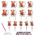 DIY Diamond Painting Pink Bear Keychain set showing 8 different styles and 8cm size dimensions - Style 16
