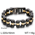Pulsera de cadena de moto para hombre en negro y dorado con textura de metal cepillado - Estilo de Cadena de Motocicleta Bicolor Negro Oro (KB77329-BD)