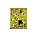Pin's Future Scientist avec fiole de chimie jaune pour décoration de blouse de labo - Style Rectangulaire Future Scientist (QHXZ2263)