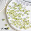 DIY resin gradient light green rose flower nail art charm in 8x8mm size for manicure - Matcha Green