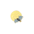 Badge rond en métal doré et bleu avec ailes de chauve-souris et texte gravé - Style Chauve-souris Bleue Personnalité (XZ4035)
