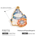 Snowman pendant charm in stainless steel with white enamel and blue glitter details - Glitter Scarf Snowman (PJ92731)