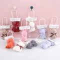 Creative bear-shaped towel gift set with elegant ribbon and transparent tote bag - ins Gift Bag + Pearl Bear (Assorted Colors)