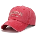 Cappellino da baseball vintage rosso in cotone lavato con ricamo Los Angeles - Regolabile / Rosa Rosso