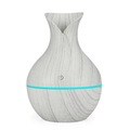 Mini vase-shaped mushroom humidifier with light grey wood grain finish and blue LED ring - Vase / White Wood Grain