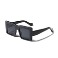 Classic large square frame sunglasses in full black finish with dark gray lenses - Glossy Black/Grey Lens