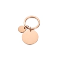 Poliertes Edelstahl-Schlüsselanhänger-Set in Roségold mit runden Anhängern und Ringen - Roségold (MP632)