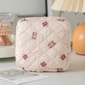 Pink quilted pouch with bear print for sanitary pads and small items storage - Bear