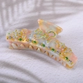 Sparkling bow hair claw clip in iridescent acetate with colorful rhinestone butterfly detail - Colorful Marble