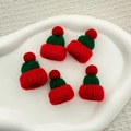 Red and green mini knitted Christmas hats with red pom-poms for DIY craft decoration - Red and Green Dual Color Knit Hat 1PC