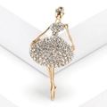 Elegant gold ballet dancer brooch with sparkling rhinestones for women fashion accessories - Gold