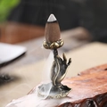 Bruciatore d'incenso loto mano di Buddha in ottone vintage con effetto fumo decoro - Mano di Buddha Loto B