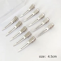 Set of 10 silver metal 4.5cm duckbill hair clips with a clear storage box - Small (1pc) / Silver