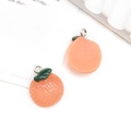 Orange resin tangerine charm with green leaf for creative DIY keychain and jewelry making - Orange Tangerine