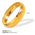 Polished gold stainless steel bangle with 60mm diameter and 15mm width minimalist design - 15mm Width - 60mm Inner Diameter / Gold